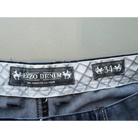 Enzo Denim Jeans Size 34 Dark Wash Straight Leg Casual Dark Wash Cotton Western - Picture 5 of 7